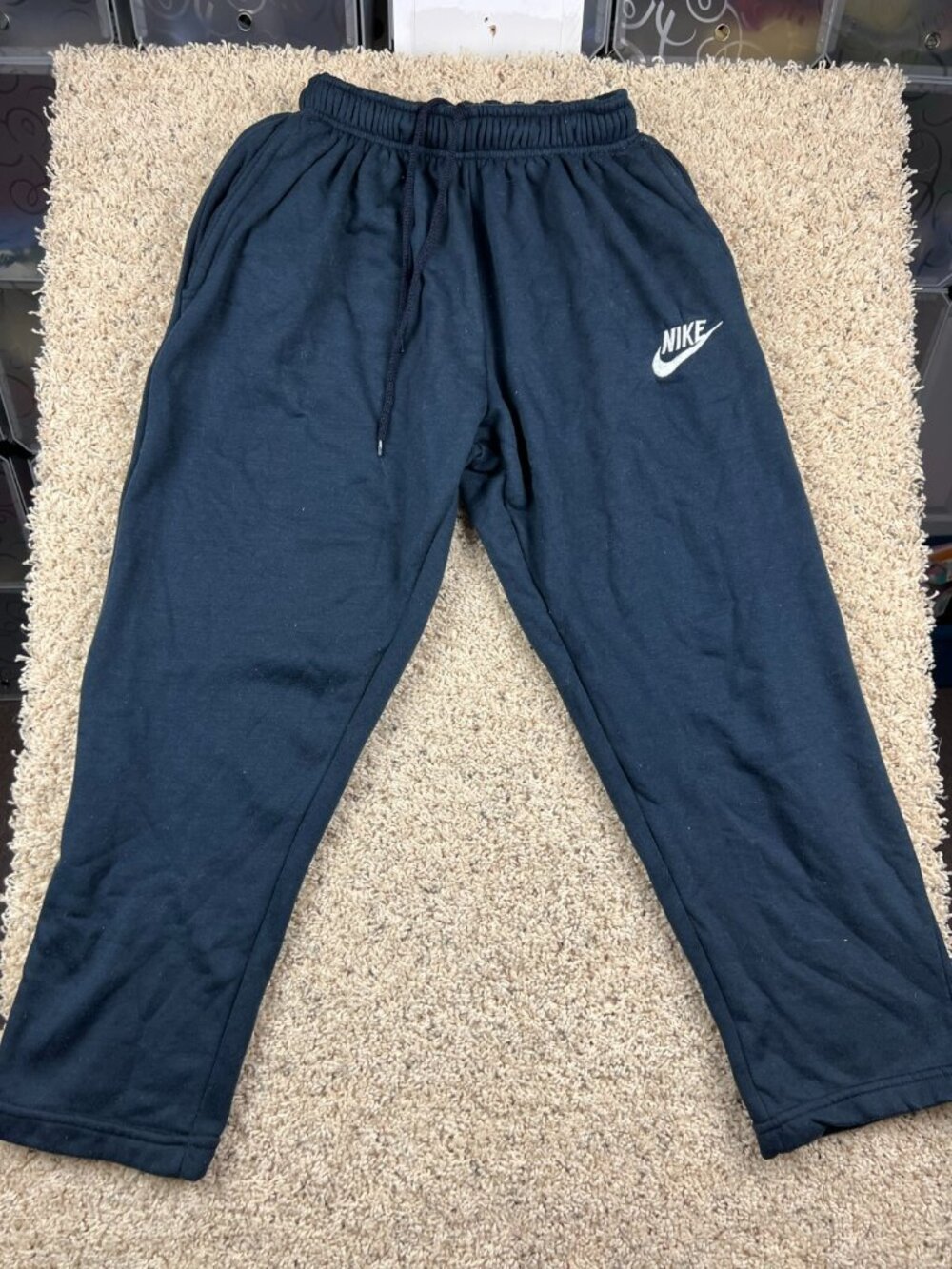 Nike Jogger Pants Sweatpants Men Large Navy Blue Elastic Waist Drawstring